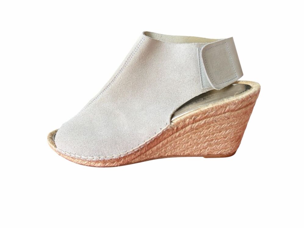 Maypol Quais Light Taupe Suede Wedge Espadrille Open Toe Sz 40